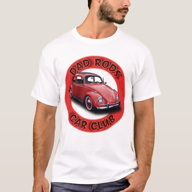 Dad Rods Car Club Red People's Car T-Shirt (Framsida)