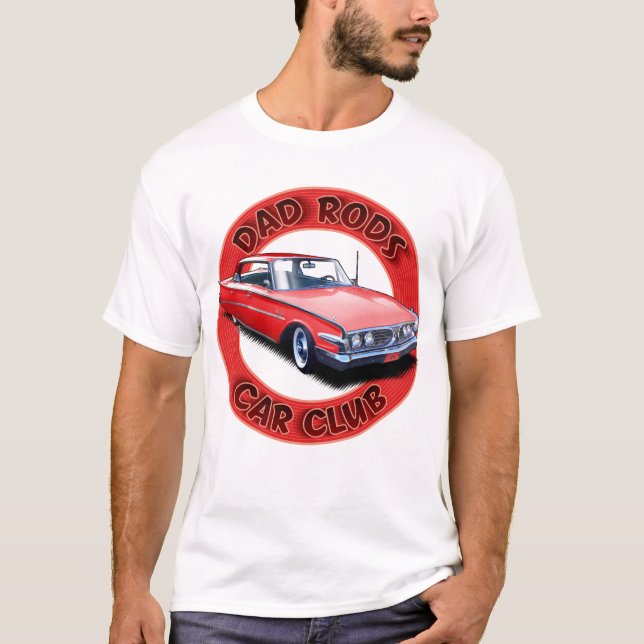 Dad Rods Car Club Red Ranger Car T-Shirt (Framsida)