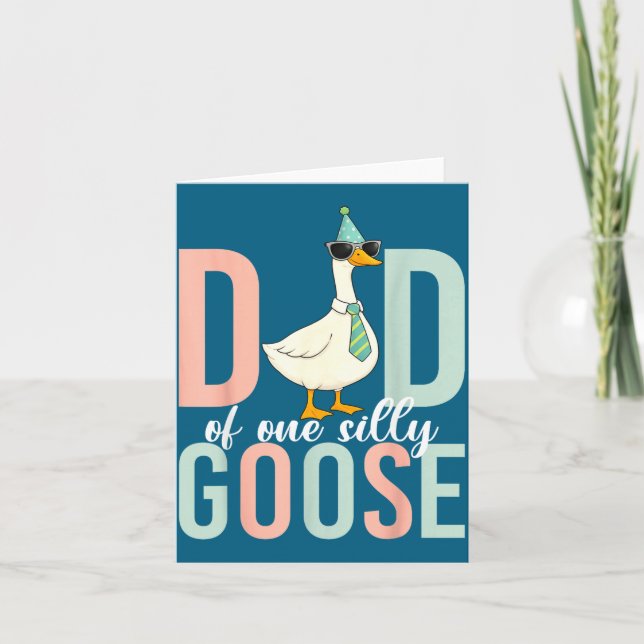 Dad Silly Goose First Birthday Illustration Kort (Framsida)