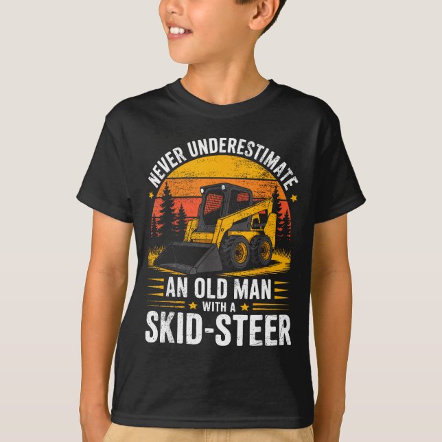 Dad Skid Steer Operator Father Construction Heavy  T Shirt (Framsida)