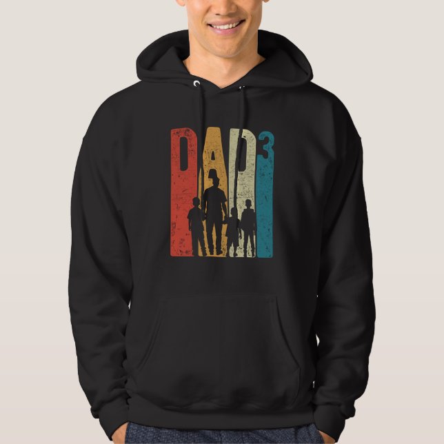 Dad Squared Father s Day Three Boys Three Sons Fat Hoodie (Framsida)