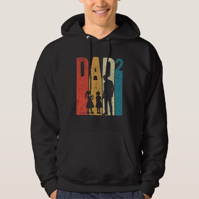 Dad Squared Father s Day Two Girls Two Daughters F Hoodie (Framsida)