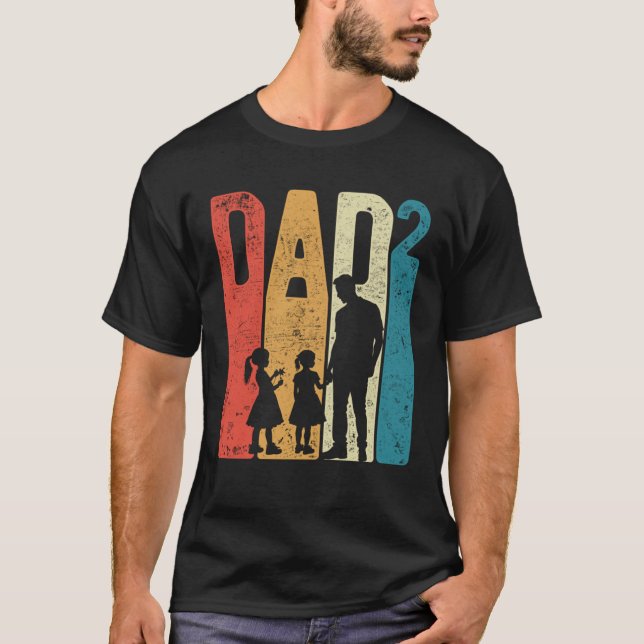 Dad Squared Father s Day Two Girls Two Daughters F T Shirt (Framsida)