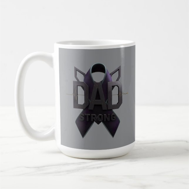 Dad Strong Cancer Awareness Mug – Inspirational Gi Kaffemugg (Vänster)