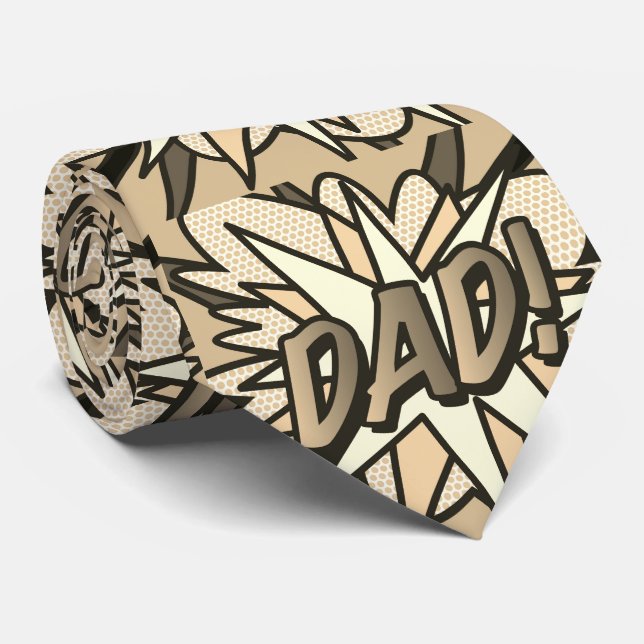 DAD Superhjälte Serietidning Typografisk Kul Slips (Rullad)
