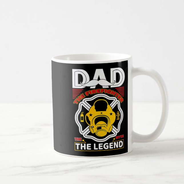 Dad The Myth Legend Fireman Gift Proud Firefighter Kaffemugg (Höger)