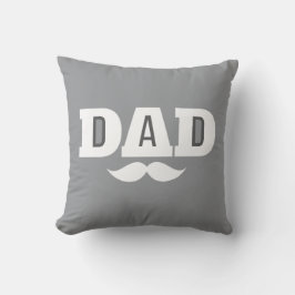 Dad Throw Pillow Mustache Brow Black Grey Orange Kudde