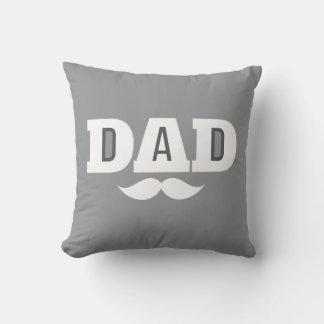 Dad Throw Pillow Mustache Brow Black Grey Orange Kudde