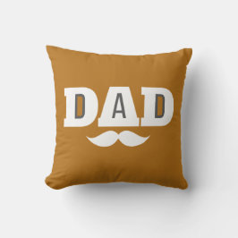 Dad Throw Pillow Mustache Brow Black Grey Orange Kudde