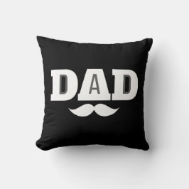Dad Throw Pillow Mustache Brow Black Grey Orange Kudde
