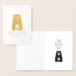DADA BEAR & ME Pappa Kids Dotter Son Dada Bear Folierat Kort