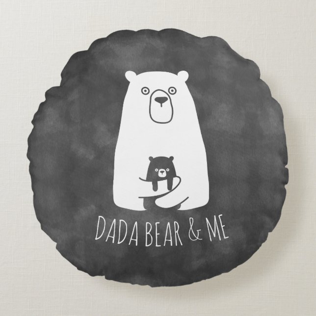 DADA BEAR & ME | Pappa Kids Dotter Son Dada Bear Rund Kudde (Framsidan)