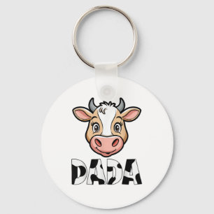 Dada Cow Skriv ut rad Mönster Fars dag Nyckelring