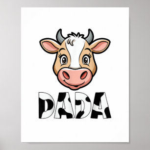 Dada Cow Skriv ut rad Mönster Fars dag Poster