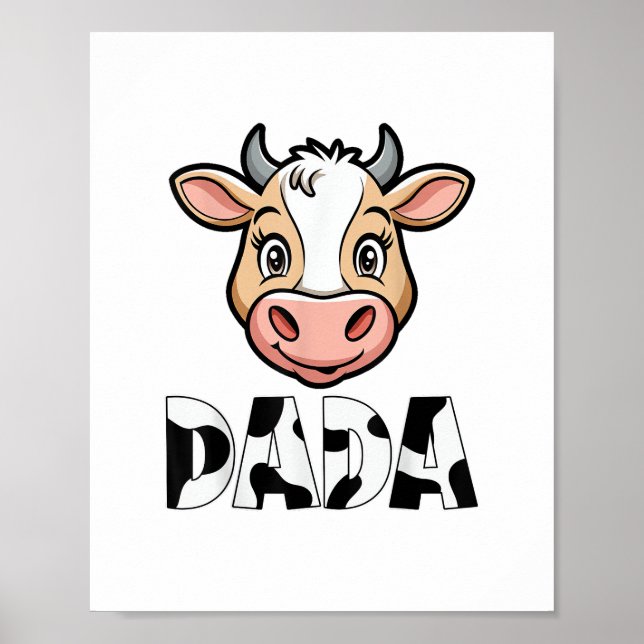 Dada Cow Skriv ut rad Mönster Fars dag Poster (Framsidan)