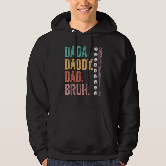 Dada Daddy Dad Bruh Baseball Dad Father's Day Funn Hoodie (Framsida)