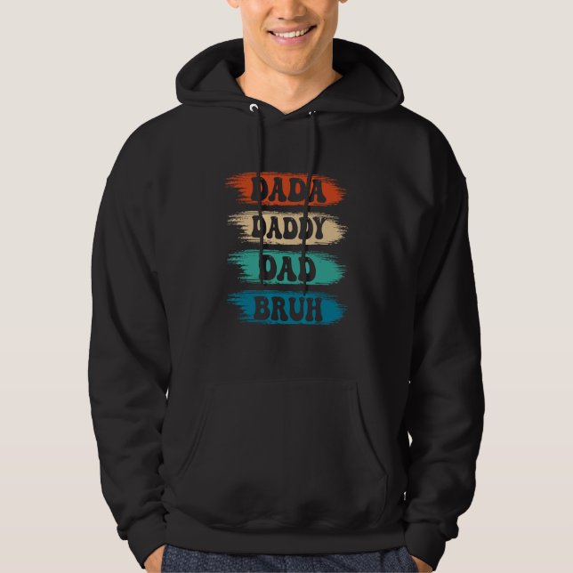 Dada Daddy Dad Bruh  Father s Day Retro Groovy Vin Hoodie (Framsida)