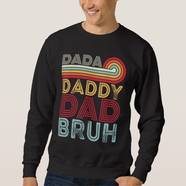 Dada Daddy Dad Bruh Retro 80s Sunset Fathers Day Lång Ärmad Tröja (Framsida)