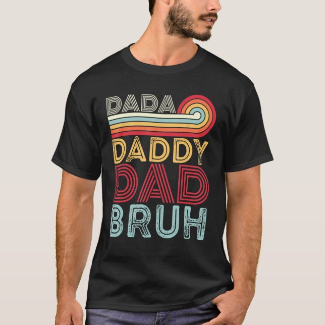 Dada Daddy Dad Bruh Retro 80s Sunset Fathers Day T Shirt (Framsida)
