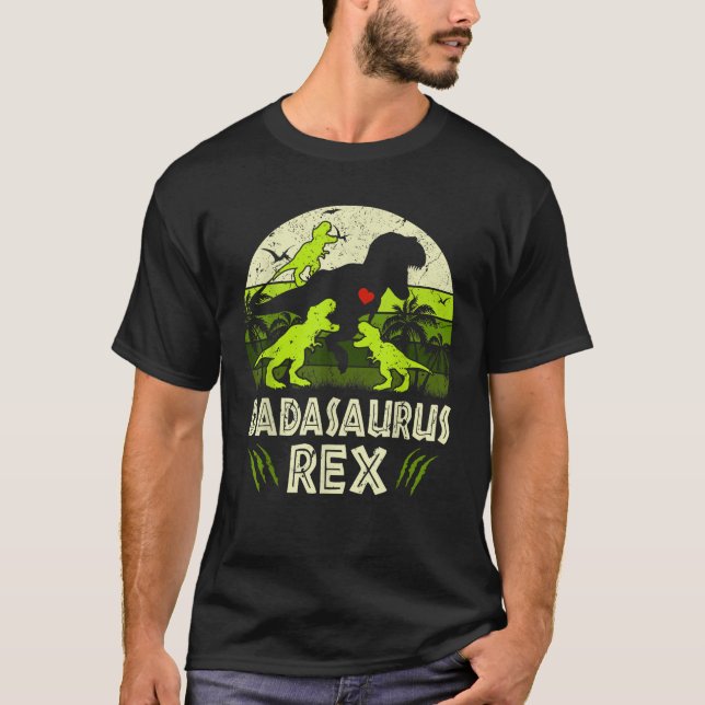 Dada Dinosaur T Rex Dadasaurus 3-barn Matching Fam Shirt (Framsida)