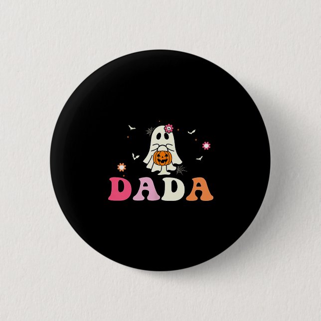 Dada Ghost Boo One Soky Dad First Halloween Birthd Knapp (Framsida)