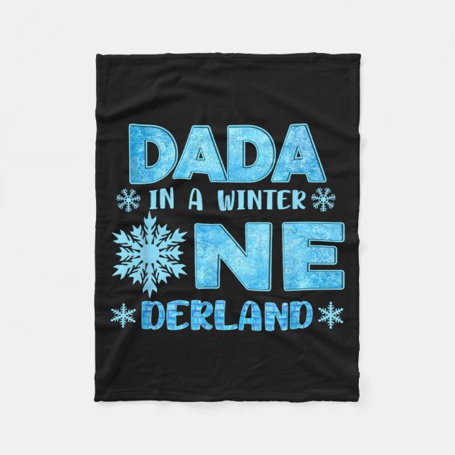 Dada In A Winter Onederland Bday Girl Sweet Snowfl Fleecefilt (Framsidan)
