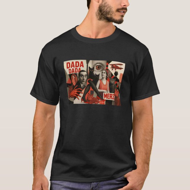 Dada-konst Inspirerad Katt Illustration - Rolig Sö T Shirt (Framsida)