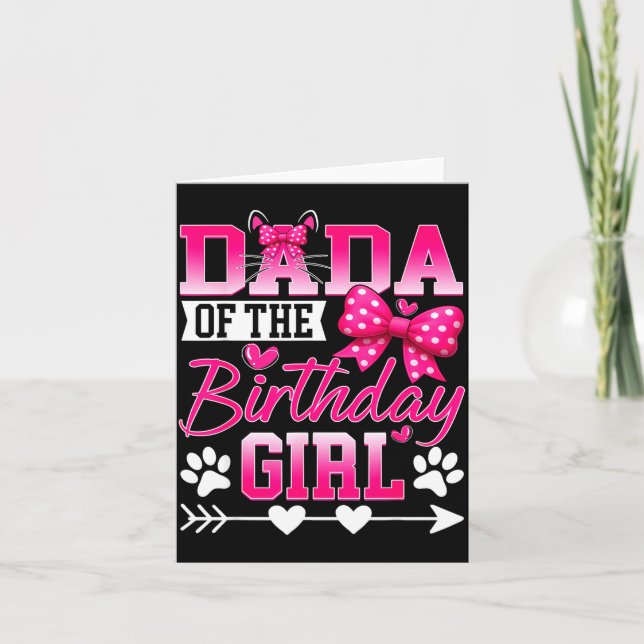 Dada Of The Birthday Girl Cat Kitty Family Matchin Kort (Framsida)