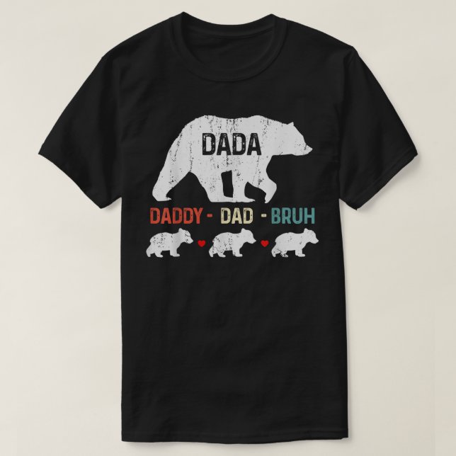 Dada pappa Pappa Bruh Bear Lycklig Fars dag Manar  T Shirt (Design framsida)