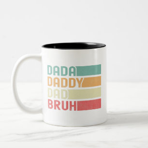 Dada pappa Pappa Bruh Funny Gift för Fars dag Två-Tonad Mugg
