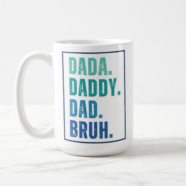 Dada pappa Pappa Bruh, nödlidande blått Fars dag Kaffemugg (Vänster)