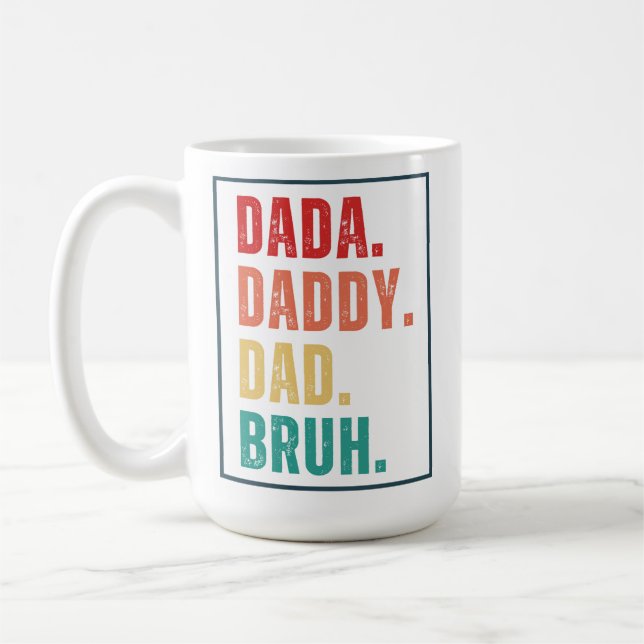 Dada pappa Pappa Bruh nödlidande retro Fars dag Kaffemugg (Vänster)