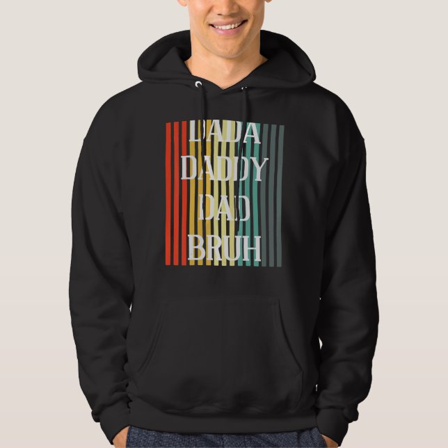 Dada pappa Pappa Bruh Pappa Retro Sunset Design Hoodie (Framsida)
