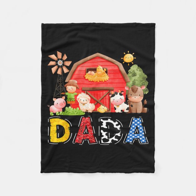 Dada Red Farm Cow Birthday Boy Matching Family Par Fleecefilt (Framsidan)