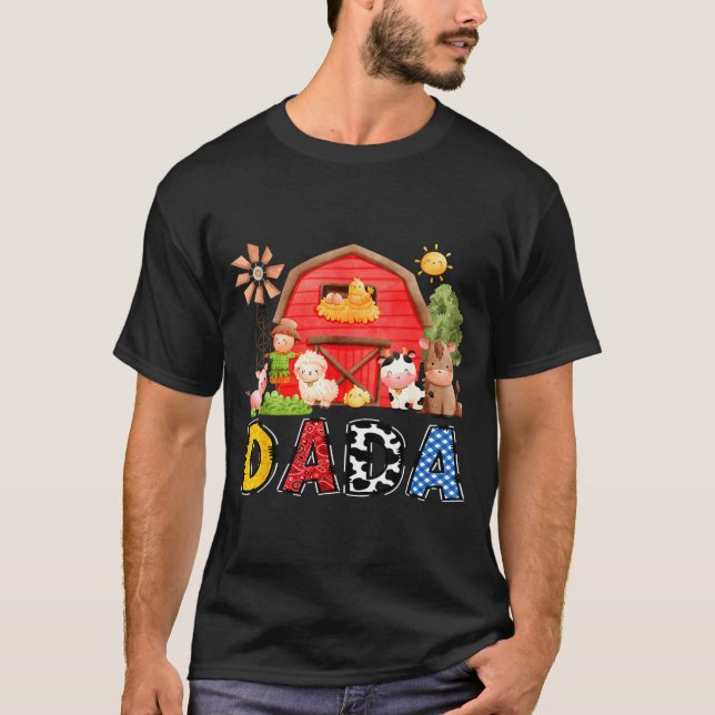 Dada Red Farm Cow Birthday Boy Matching Family Par T Shirt (Framsida)