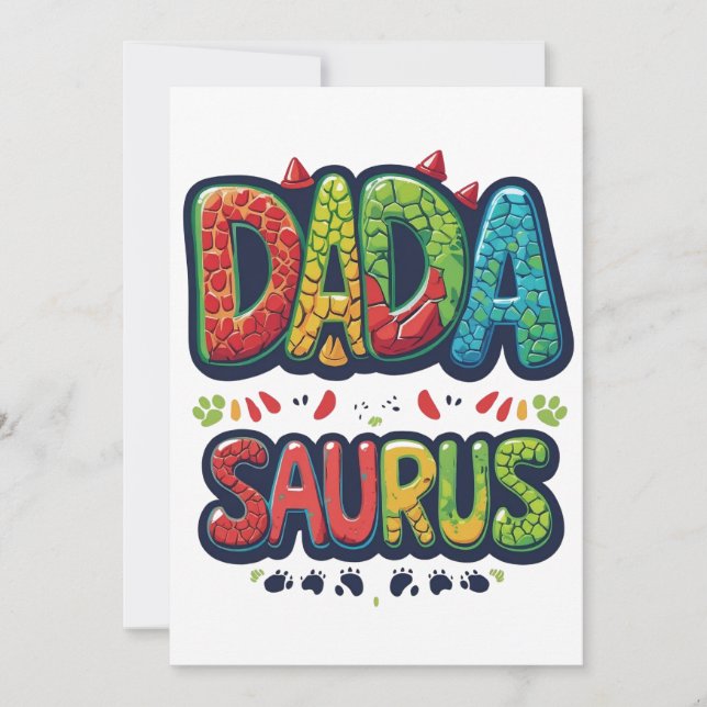 DADA SAURUS-kort - Roligt Dinosaur Pappa Firande Inbjudningar (Framsida)