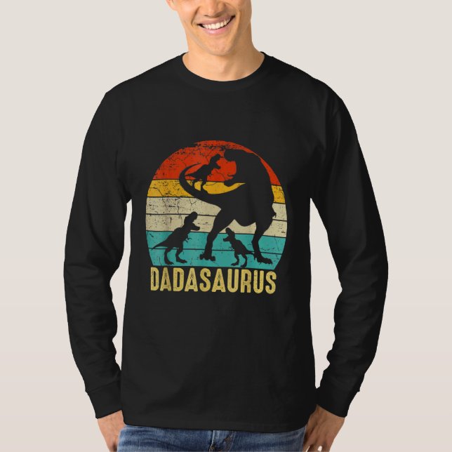 Dada Saurus Rex Dada Dinosaur 3 Three Kids Far T Shirt (Framsida)