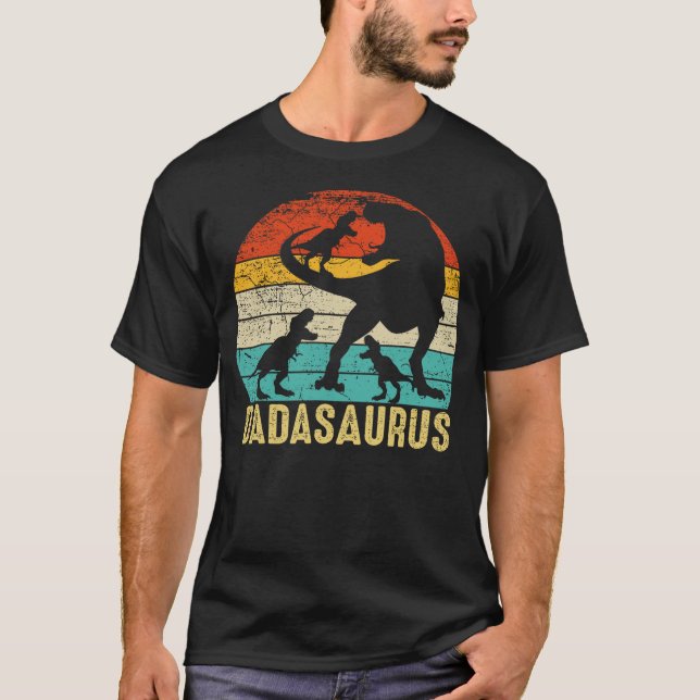 Dada saurus T Rex Dada Dinosaur 3 three Kids Fathe T Shirt (Framsida)