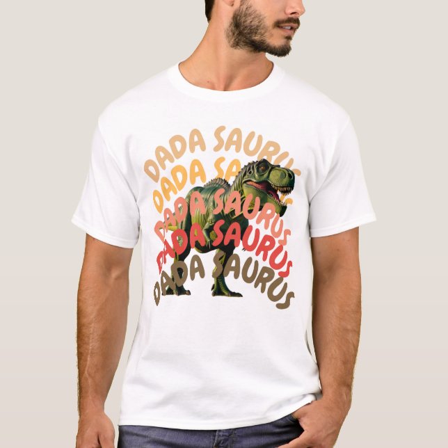 Dada Saurus T-Rex Pappa Dinosaur Funny Far Gift T Shirt (Framsida)