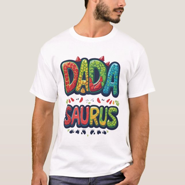 DADA SAURUS T-Shirt - Funny Dinosaur Pappa Shirt (Framsida)