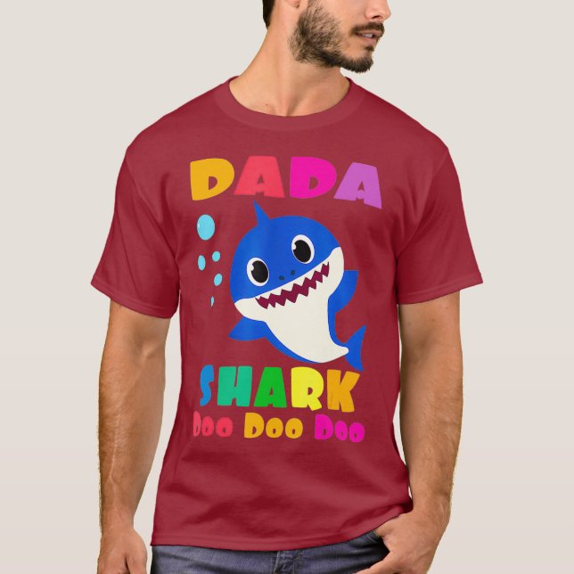 Dada Shark Funny Fars dag-gåva till Manar Pappa T Shirt (Framsida)