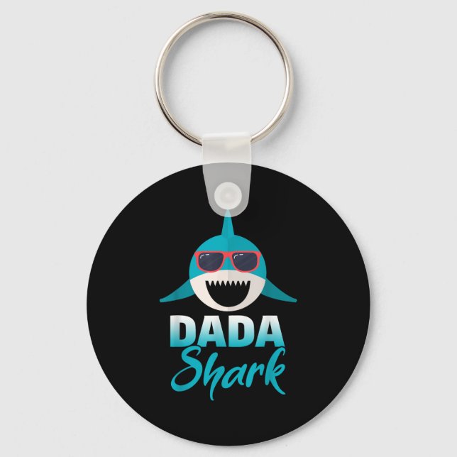 Dada Shark Wearing Coola Sungles Pappa Nyckelring (Framsida)