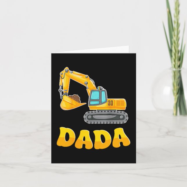 Dada The Birthday Boy Excavator Construction Famil Kort (Framsida)