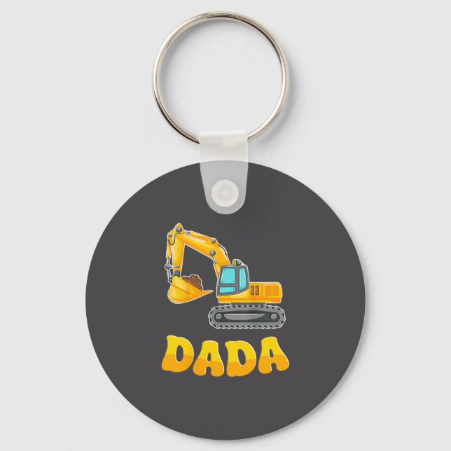 Dada The Birthday Boy Excavator Construction Famil Nyckelring (Framsida)