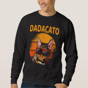 Dadacato Vintage Cat Pappa Retro Fars dag Manar Di Lång Ärmad Tröja