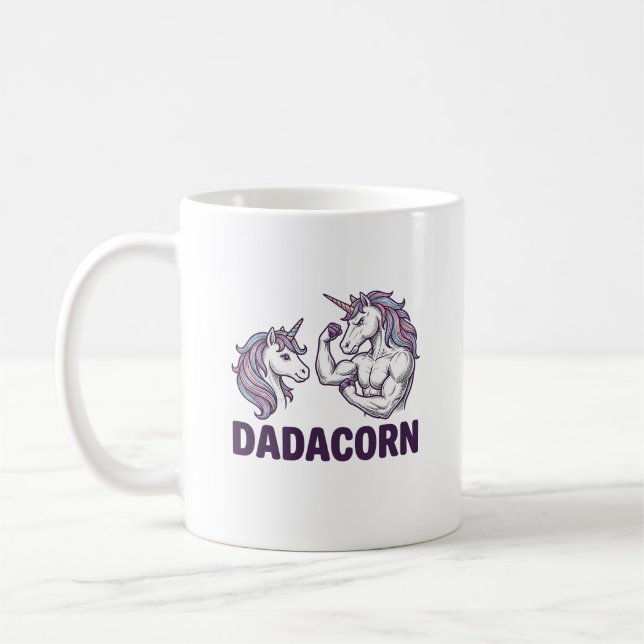 Dadacorn Funny Unicorn Dad Vector Shirt Design_1 Kaffemugg (Vänster)