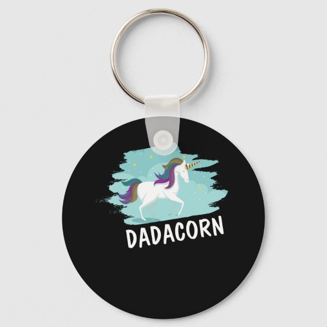 Dadacorn Funny Unicorn Pappa och Baby Nyckelring (Framsida)