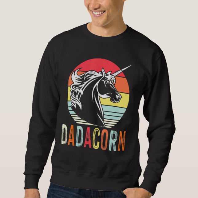 Dadacorn - Magic Rainbow Unicorn Horse Family - Lång Ärmad Tröja (Framsida)