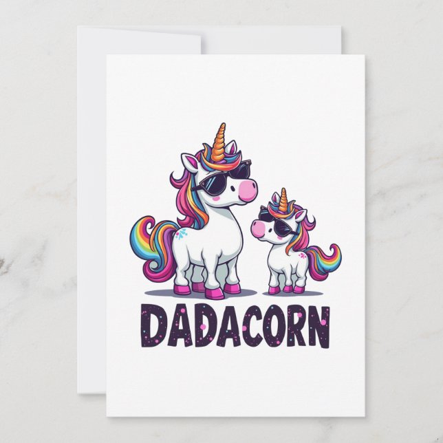Dadacorn - Magic Unicorn Pappa Inbjudningar (Framsida)