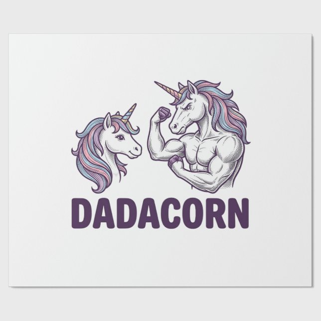 Dadacorn Roligt Enhörning Pappa Vektor T-Shirt Des Presentpapper (Platt)
